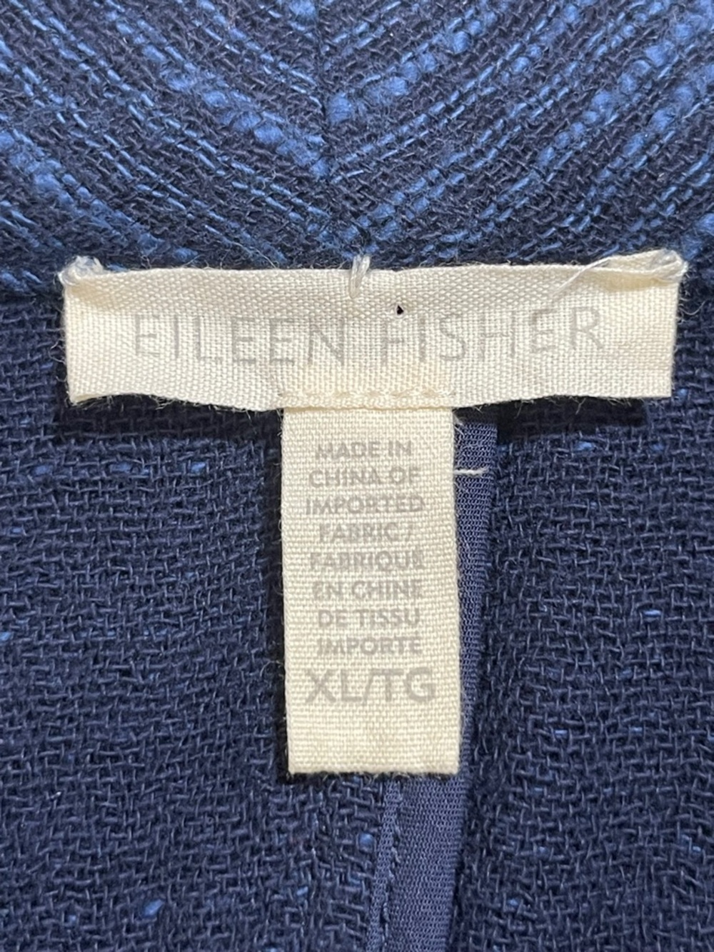 Eileen Fisher Marbled Navy Textured Boxy Architectural Minimalist Lagenlook XL - Picture 9 of 10